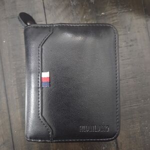 HUANLANG Black Men's Leather Wallet RFID Blocking Multi Card Holder (18 Cards)